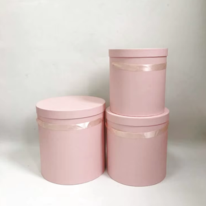 Boîte cylindrique ronde empilable pour chapeaux floraux, boîte en papier finition métallique avec bande en satin pour emballage cadeau floral de fêtes - Product Image 4