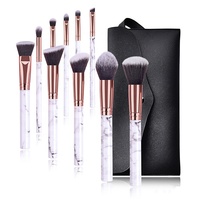Outil cosmétique Eye Face Prix et qualité Lot de 10 pinceaux de maquillage en marbre avec sac de transport