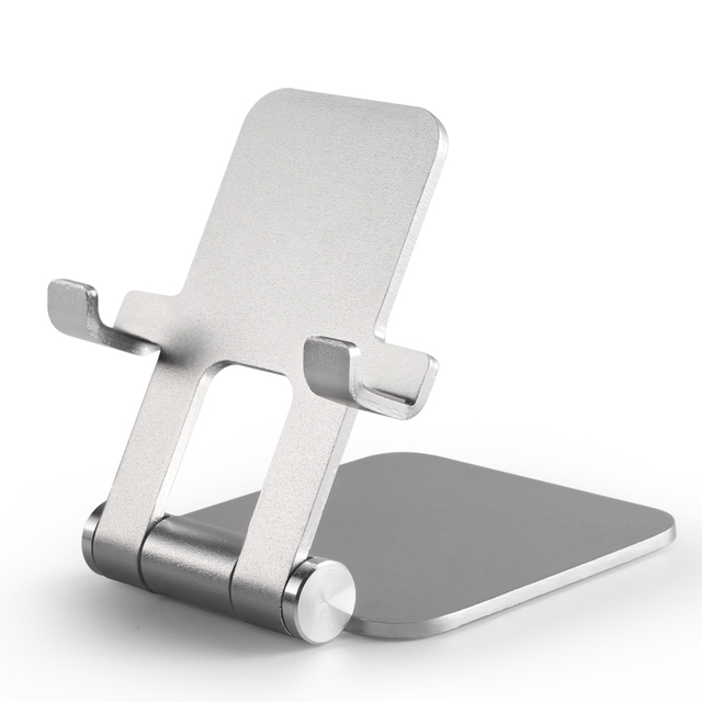 Cell Phone Stand Holder Adjustable Fully Foldable Thick Aluminum Desktop Cellphone Cradle Dock with Anti-Slip Base