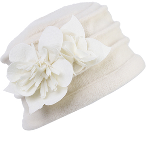 Оптовая продажа, симпатичная Цветочная 100% Шерстяная Шапка-бини, зимняя шапка для женщин, 1920 50-х годов, в стиле Франции - Product Image 2