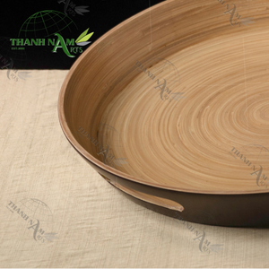 Bandeja Redonda de Bambú para Desayuno, Elegante, Ecológica y Duradera, con Asa, Apta para Microondas, Fácil de Limpiar, de Lujo - Product Image 3