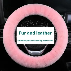 Xiantong Pure Australian Wool Winter Short Plush Car Steering Wheel Cover Cute New Style Fitment Universal Made China for - Product Image 1