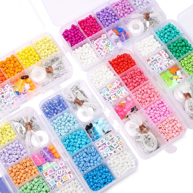10-compartment Beads DIY making set ,DIY Childrens Crafts Beads Kit with Letter Beads and Bracelet Making Kit phone charms DIY