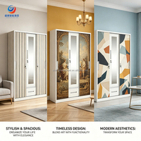 Armoire autoportante en acier avec portes coulissantes, structure métallique démontable, résistante à l'humidité pour le rangement de chambre à coucher