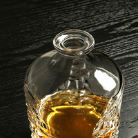 Carafe à whisky en verre de luxe personnalisée, coupe diamant carrée, 1050 ml, grande capacité, avec bouchon en verre, pour bourbon