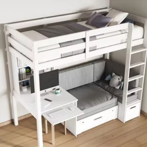 Solid Wood Bunk Bed With Storage <b>Drawers</b> And <b>Desk</b> Bunk Bed Twin Over Full Size With Storage Wood - Product Image 3