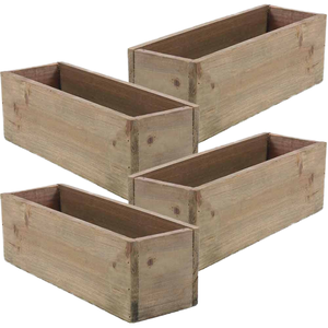 Traditional Rustic Wooden Rectangular <b>Planter</b> <b>Box</b> with Hand Carved Plastic Liner for Indoor/Outdoor Home Decor - Product Image 1