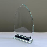 Plaque trophée de cristal de gravure laser vierge personnalisée trophée de cristal avec base noire