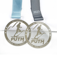 Médaille en acrylique transparente vierge pour sublimation, médaillon en plastique pas cher, médaille personnalisée avec logo pour course, récompense en acrylique