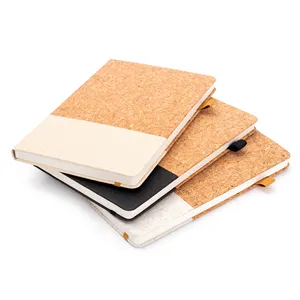New arrival Custom A5 wood cover girls diary eco cork notebook promotional note book with Elastic band