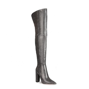 Bottes hautes pour femme style occidental, avec empeigne réfléchissante, fermeture éclair latérale, talon épais, taille 47, hiver, lumineuses, personnalisables - Product Image 2