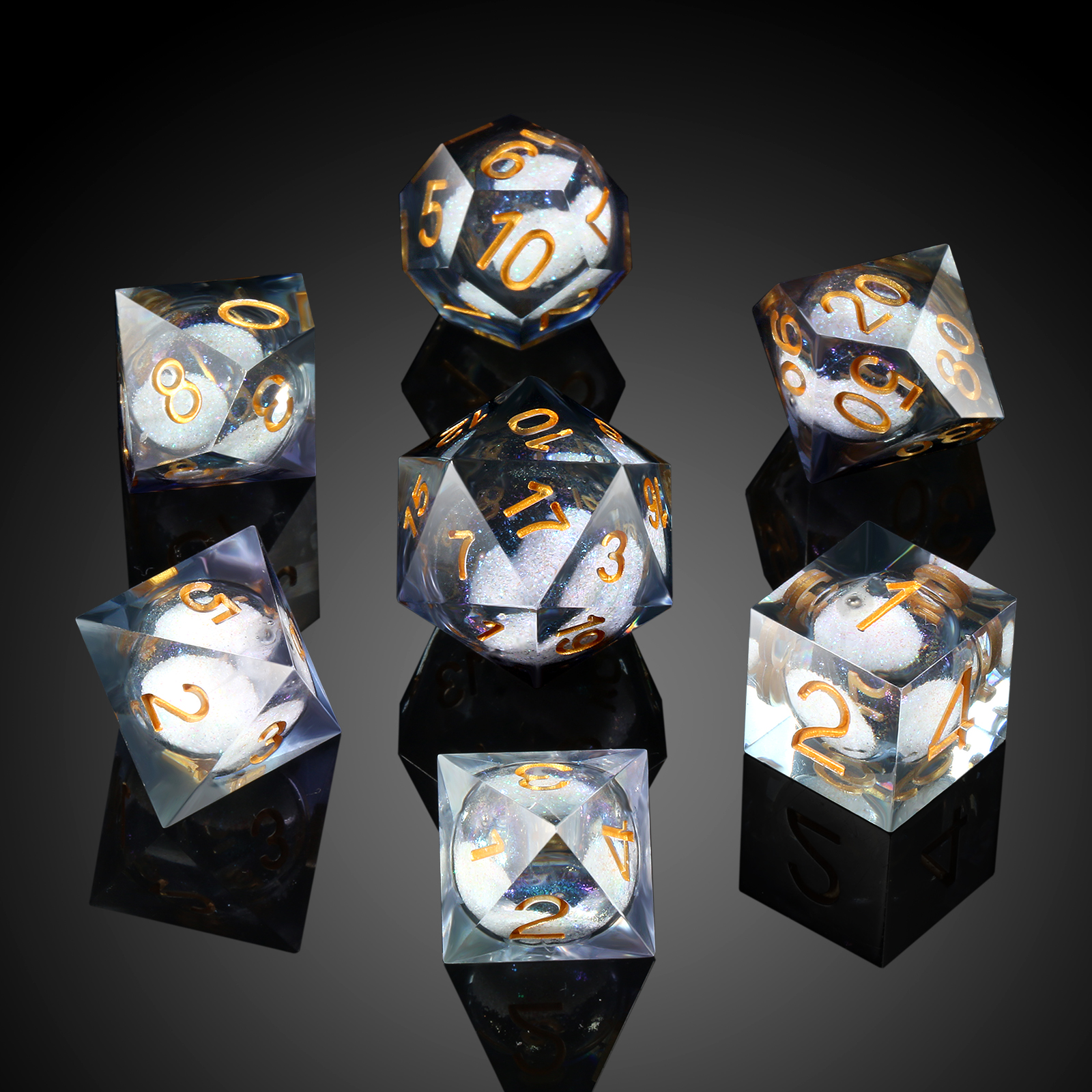 DND Liquid Core Dice Set Resina Liquid Core Filled Sharp Edge D & D Dice com caixa de presente para Dungeons and Dragon Dice Game