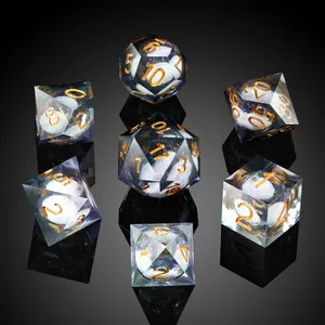 DND Liquid Core Dice Set Resina Liquid Core Filled Sharp Edge D & D Dice com caixa de presente para Dungeons and Dragon Dice Game