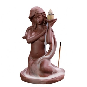 Bruciatore di Incenso a Cascata in Ceramica a Forma di Donna Sexy 9*9*15cm, Grande Fontana di Fumo per Incenso <span class=keywords><strong>Oud</strong></span> - Product Image 1