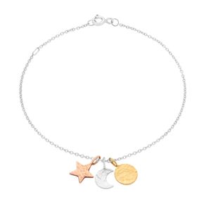 Loveher bijoux luxe rétro mode texturé <span class=keywords><strong>soleil</strong></span>, <span class=keywords><strong>lune</strong></span> <span class=keywords><strong>et</strong></span> étoiles Bracelet pour femme 925 argent laiton pour cadeau étanche - Product Image 2