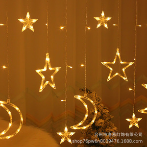 Led Copper Wire Star Light String, Ry Sky, Christmas Festival Fivepointed Curtain , <strong>Ins</strong> Popular and Moon - Product Image 6