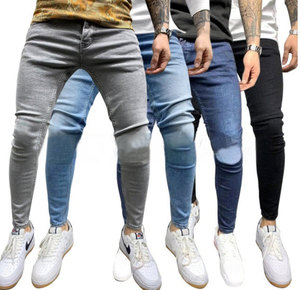 新款男士设计师牛仔纽扣飞蓝裤纯色图案水洗技术秋季透气 - Product Image 2