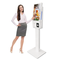 Kiosque de commande automatique 21,5/23,8/27 pouces avec scanner et imprimante, paiement par terminal de point de vente, paiement par carte de crédit pour la restauration rapide