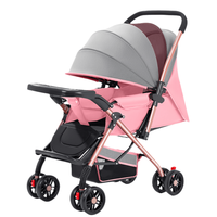 Poussette Bébé en Lin Pliable et Portable avec Poussette Détachable E3 Âges et Plateau Repas - Vente Directe Usine