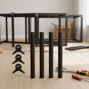 Pieds de table réglables en hauteur en fer noir, lot de 4, pieds de meubles cylindriques, design industriel pour meubles - Product Image 2