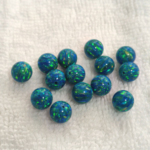 Cuentas redondas de ópalo sintético con medio orificio/sin orificio/orificio completo, bolas redondas de ópalo azul fuego, piedras preciosas sueltas para joyería - Product Image 3