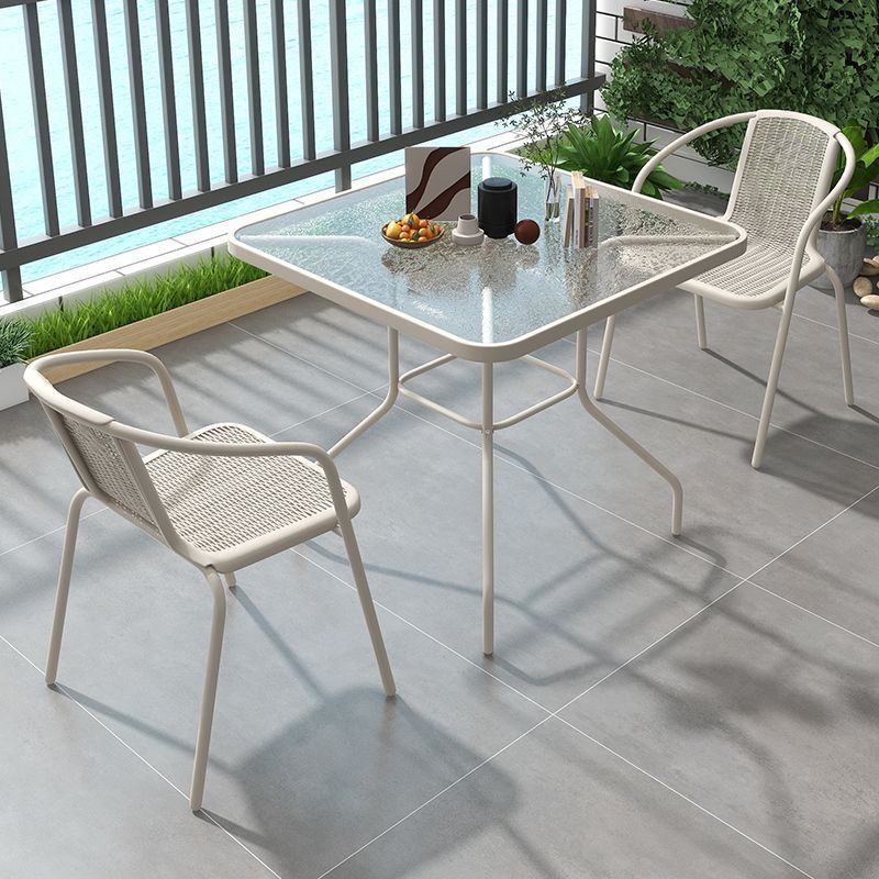 80*80CM Water Ripple Transparent Square Table with 2 Chairs