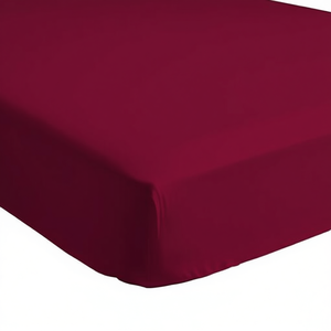 Sábana Ajustable 100% Algodón Color Burdeos 140x190 Cm Para Cama Francesa - Product Image 3