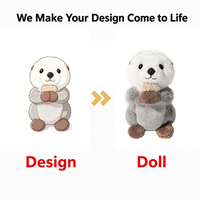 Peluche Otter assise avec mains magnétiques mobiles, super douce, rembourrage en coton PP, design brodé, cadeau personnalisable