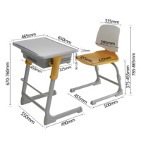 Chaise et bureau réglables Guangwei modernes, écologiques et durables pour salles de classe de lycées et universités