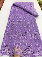 Dentelle africaine brodée NI.AI avec strass, dentelle en cordon de chiffon nigérian, tissu pour robes de mariage et de fête