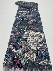 Nuovo tessuto ricamato con paillettes di alta qualità e lussuoso, con motivi di paillettes <span class=keywords><strong>a</strong></span> tema paesaggistico, in stile tradizionale cinese. - Product Image 3