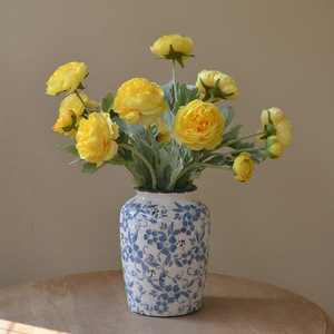 <span class=keywords><strong>Fleurs</strong></span> artificielles en gros 3 tête floqué <span class=keywords><strong>fleurs</strong></span> rosée lys thé fleur Lu Lian Yang pivoine pivoine nordique simple tempérament - Product Image 4
