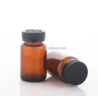 100ml 200ml 250ml rond ambre pilule capsule de qualité alimentaire comprimés bouteille en verre avec bouchon à vis noir pour enfants