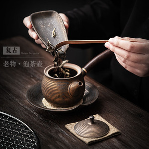 Retro Ceramic Teapot With Wooden Handle <b>Small</b> Side Handle <b>Tea</b> <b>Pot</b> For Home Use - Product Image 3