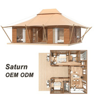 Suite de glamping de luxe personnalisée au Botswana, tentes de villas extérieures avec structure en acier et 2 chambres pour une retraite de vacances
