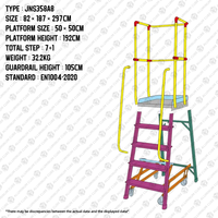 Plateforme de travail industrielle mobile en aluminium avec escalier, garde-corps complet, roulettes verrouillables, capacité de charge de 300 kg, échelle roulante pour entrepôt