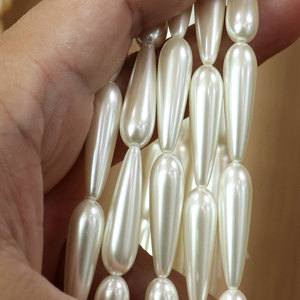 Perlas de Cristal de Vidrio en Forma de Gota de 8*30mm, Color Crema, Personalizables en Color y Tamaño, para <span class=keywords><strong>la</strong></span> Elaboración de Vestidos de Novia y Pendientes - Product Image 6