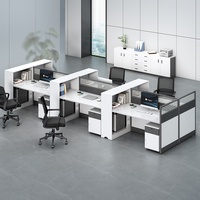 Poste de travail cubique moderne extensible en bois pour centre d'appels, 4 places, avec garantie de 3 ans - Vente en gros
