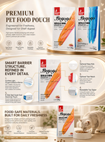 Sachets personnalisés de qualité alimentaire, anti-fuite, à fond plat, avec scellage 8 côtés en PET/VMPET/PE métallisé pour aliments pour animaux de compagnie et échantillon gratuit