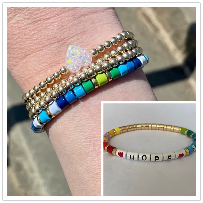 Heishi 9 Braccialetti Impilabili Con Perline – Elastici, Stile Bohémien, Colorati – Regalo Per Donne, Ragazze E Teenager