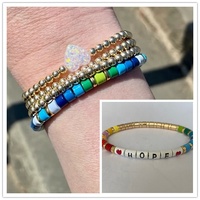 Bracelet extensible en perles Heishi en émail arc-en-ciel bohème DIY, nouveau bracelet en perles de carrelage pour femmes, bijoux de plage mixtes en perles Tila