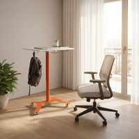 Table de chevet d'hôpital moderne en métal, réglable en hauteur par vérin pneumatique, avec plateau pliant à levage par gaz et roulettes, pour chambre à coucher