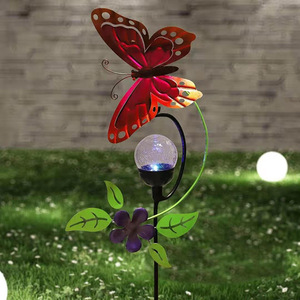 Lámpara Solar de Jardín con Forma de Mariposa, de Metal, con LED, Cristal Agrietado, Decoración para Exteriores, Resistente al Agua, Autoportante - Product Image 4