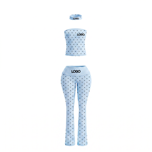 <span class=keywords><strong>Completo</strong></span> Set Yoga <span class=keywords><strong>Donna</strong></span> 3 Pezzi Personalizzato OEM 2026 con Top a Fascia a Pois, Leggings a Vita Alta Svasati e Fascia per Capelli - Tuta Sportiva <span class=keywords><strong>Sexy</strong></span> - Product Image 2