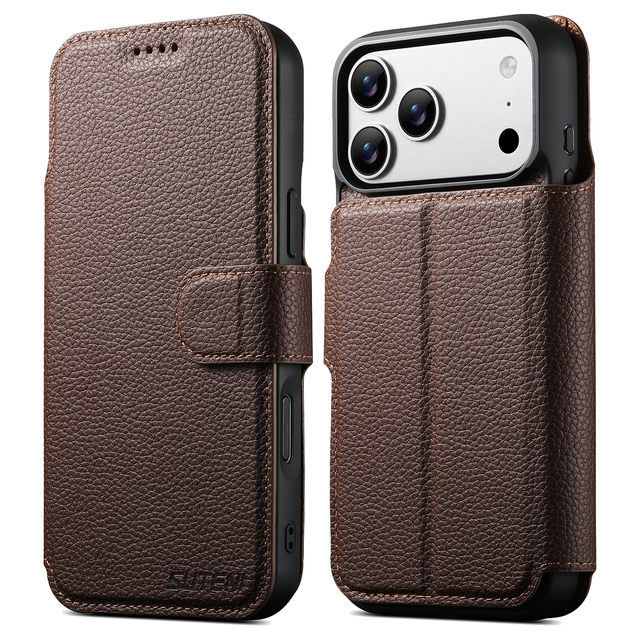 Litchi Texture Leather 2 in 1 Detachable Wallet Magnet Flip Shockproof Cover Phone Case Cover for iPhone 17 Pro Max 16 15 14 13