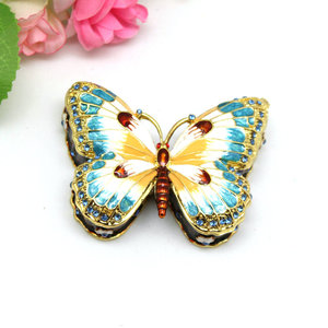 SHINNYGIFTS Enameled Bejewelled Metal Butterfly Trinket Box Decorative Gifts Birthday Gifts
