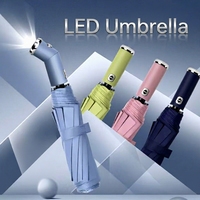 Parapluie publicitaire LED avec éclairage intégré, cadre surdimensionné à double nervure, ouverture automatique inversée, pliable et portable