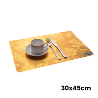 Napperons Métalliques RNPT en PVC 30x45cm Rectangulaires Motif Feuille d'Or Plantes Coins Arrondis pour Tables de Restaurant d'Hôtel