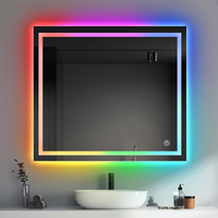 Cermin LED Pintar 60W dengan Dimmer RGB, Kontrol Sakelar Induktif, 12V 5A DC, Sensor Sentuh Tanpa Tingkat untuk Kamar Mandi