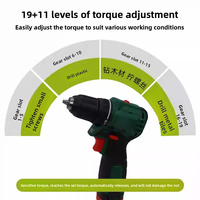 Perceuse électrique sans fil rechargeable au lithium industrielle OEM 10 mm, ensemble de perceuse électrique sans fil, vitesse variable, bricolage, batterie